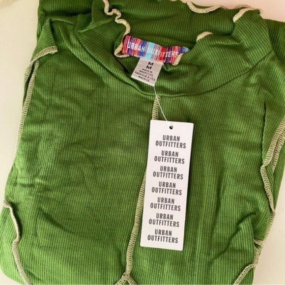 Urban Outfitters | UO Deja Seamed Mini Dress Sleeveless Ribbed Green New Medium - Picture 13 of 14